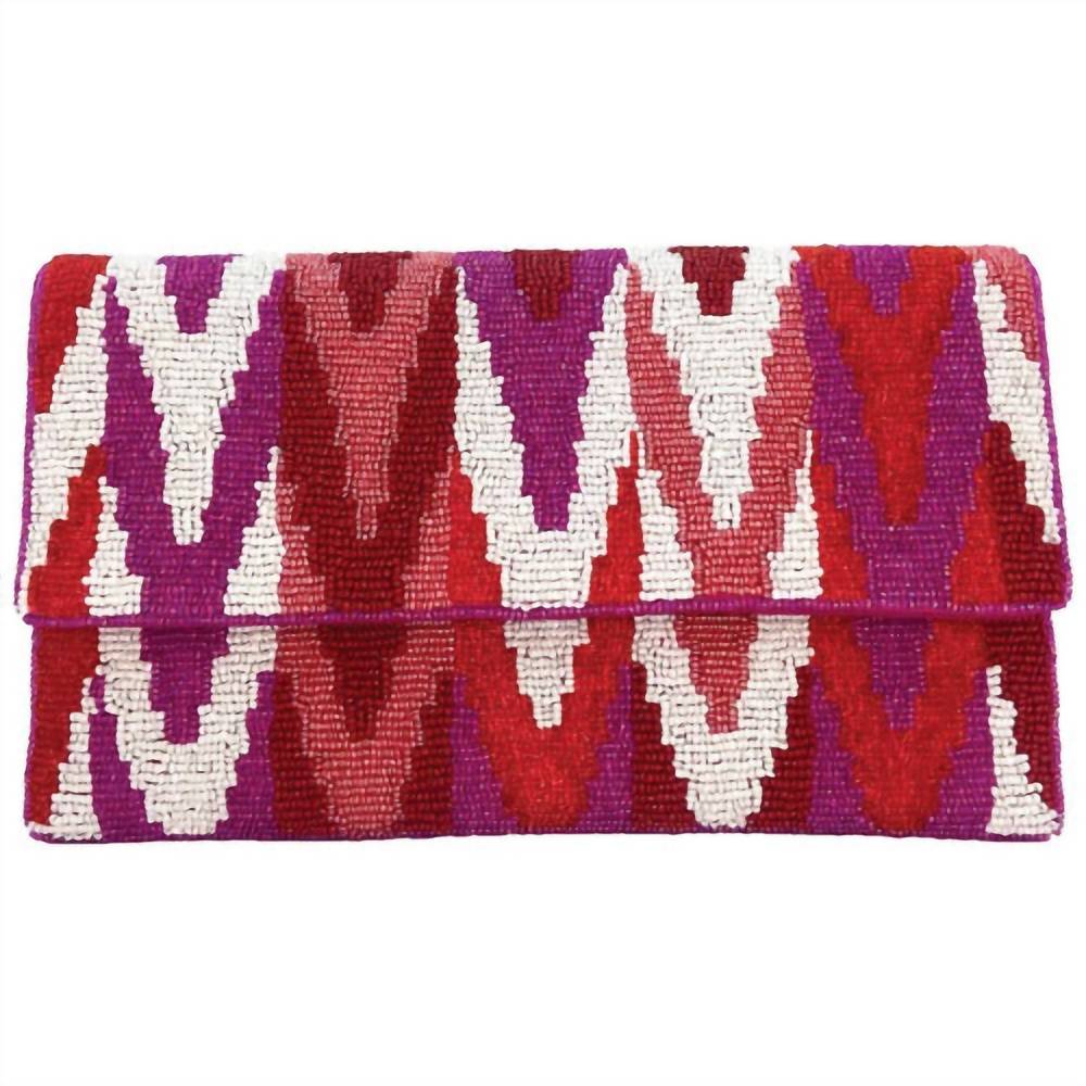 NEW LA CHIC DESIGNS women's obsession chevron beaded clutch in pink